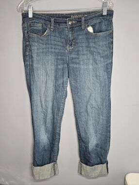 GAP Classic Premium Straight Crop Stretch Cuffed Jeans-Womens 8/29-Blue-Casual